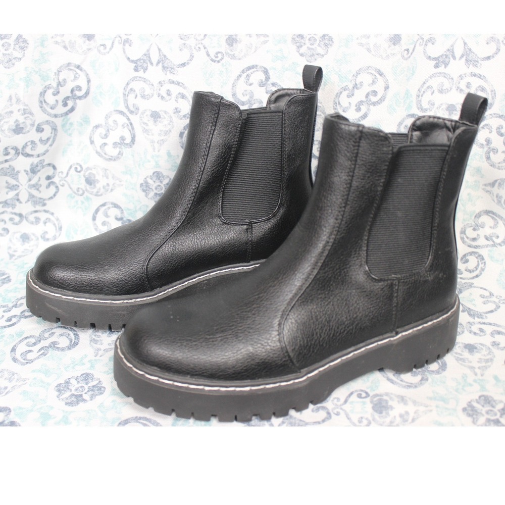 Sincerely Jules Black Faux Leather Platform Chelsea Boots Women's Size‎ 9
